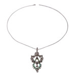 Antiek Belle Epoque collier met smaragd en diamant.